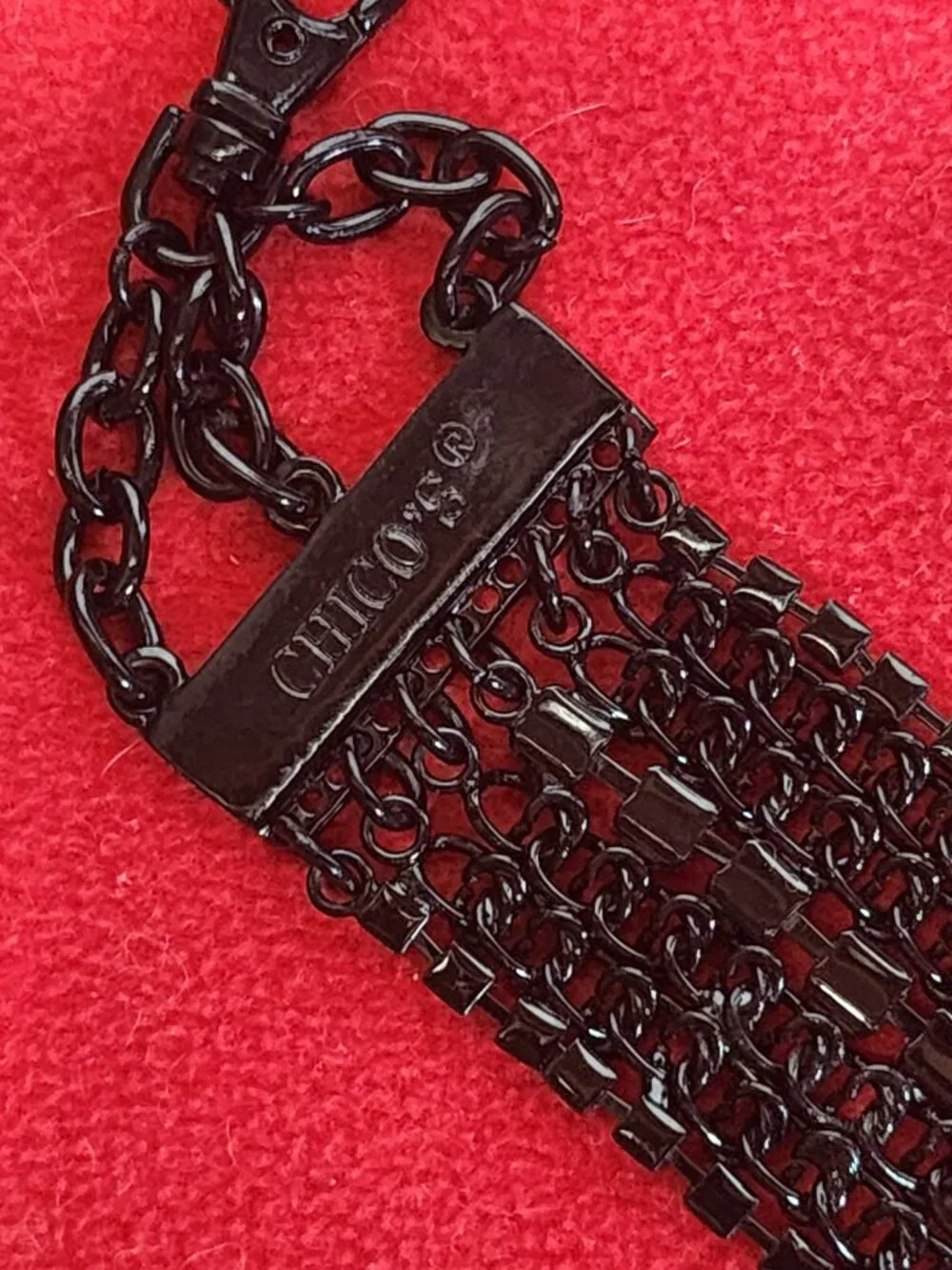 Chico's Vintage Black Metal and Rhinestone Adjustable 50.5